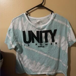 Unity white and teal tee shirt